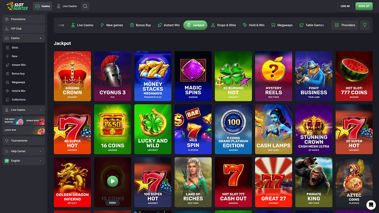 Jackpot du casino Slot Hunter sur ordinateur