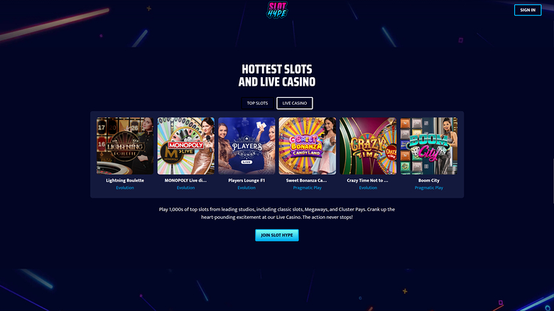 Slot Hype Casino Desktop-Live-Dealer