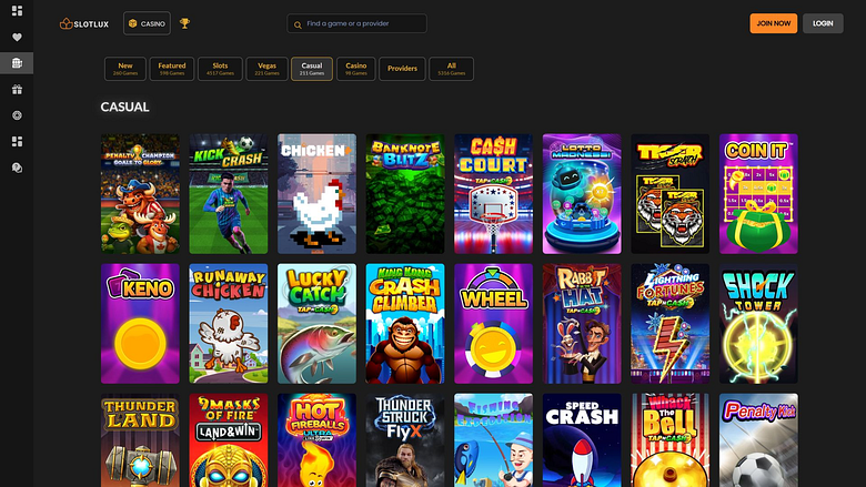 Jogos casuais para computador do Slot Lux Casino