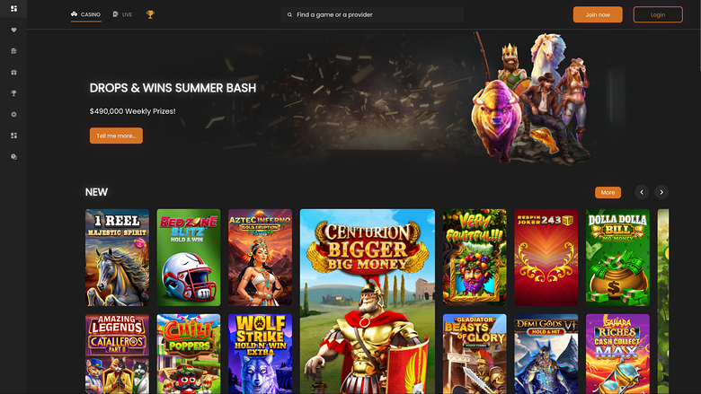 Page d’accueil de Slot Lux Casino sur ordinateur