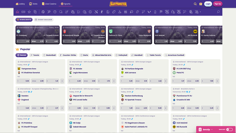 Sport desktop di Slot Monster Casino