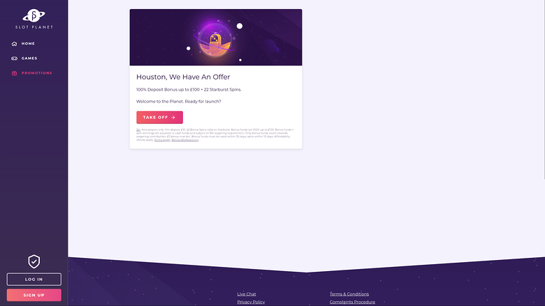 Slot Planet Casino Desktop Promotions