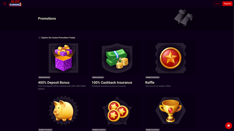 Promozioni desktop di Slot Powers Casino