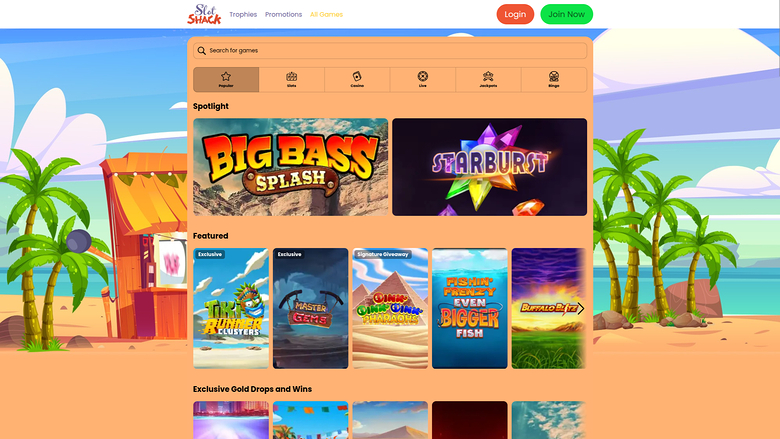 Giochi desktop di Slot Shack Casino