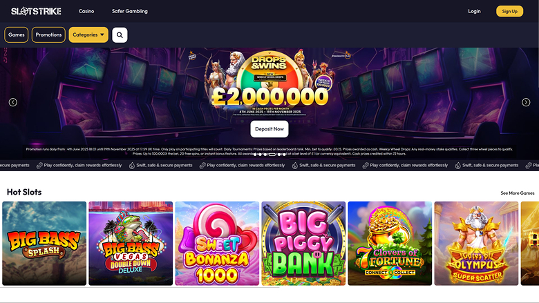 SlotStrike Casino Desktop-Startseite