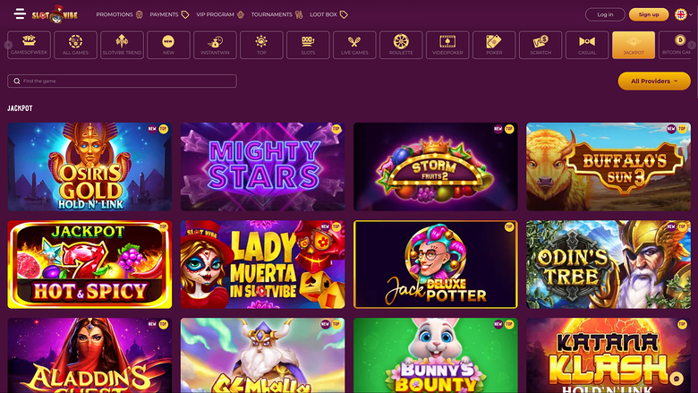Jackpot de SlotVibe Casino sur ordinateur