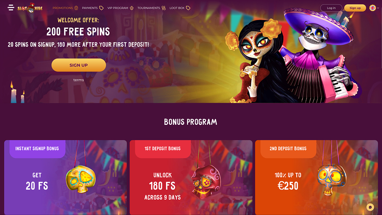 Promotions de SlotVibe Casino sur ordinateur