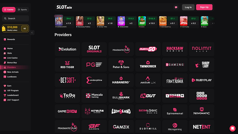 Page des développeurs de jeux de casino Slot.Win