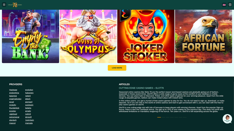 Desarrolladores de juegos de escritorio de Slot78 Casino