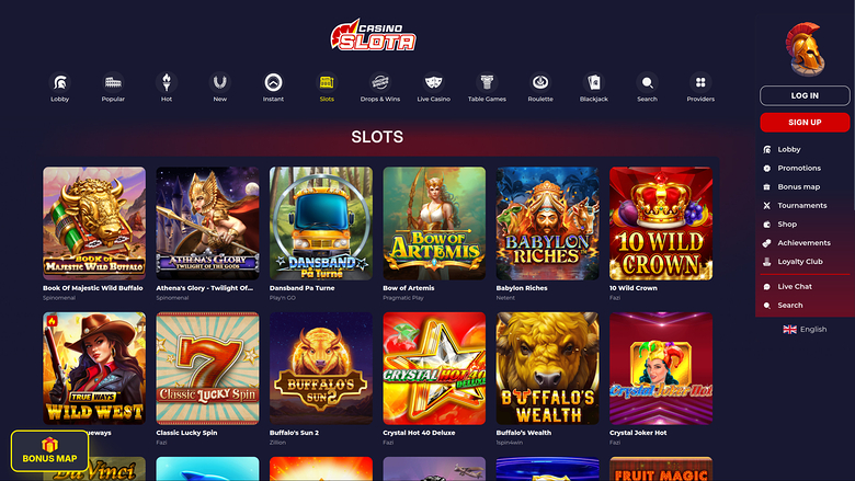 Jeux sur bureau de Slota Casino