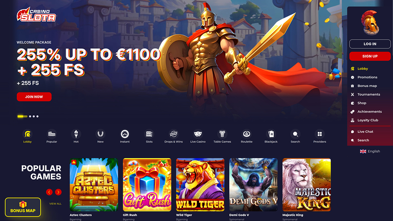 Page d'accueil de bureau de Slota Casino