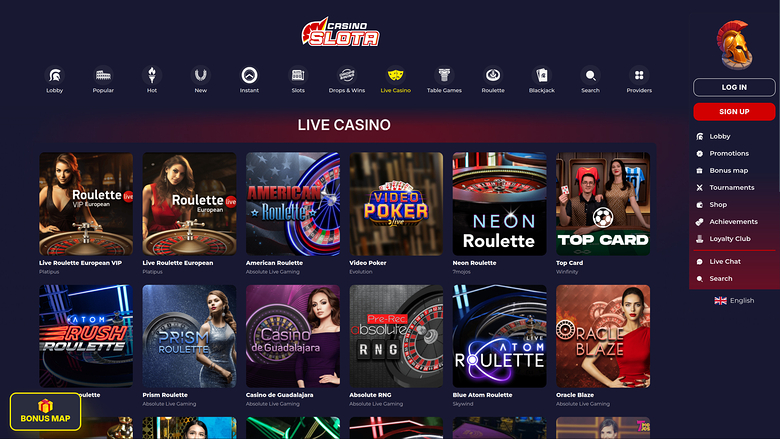 Croupier en direct sur bureau de Slota Casino