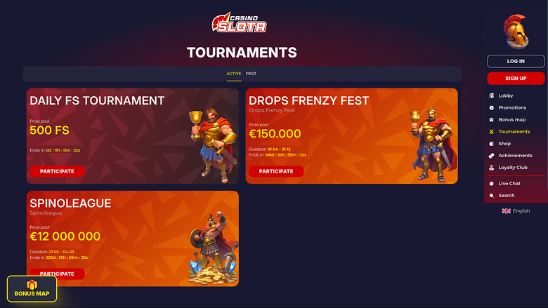 Tournois sur bureau de Slota Casino