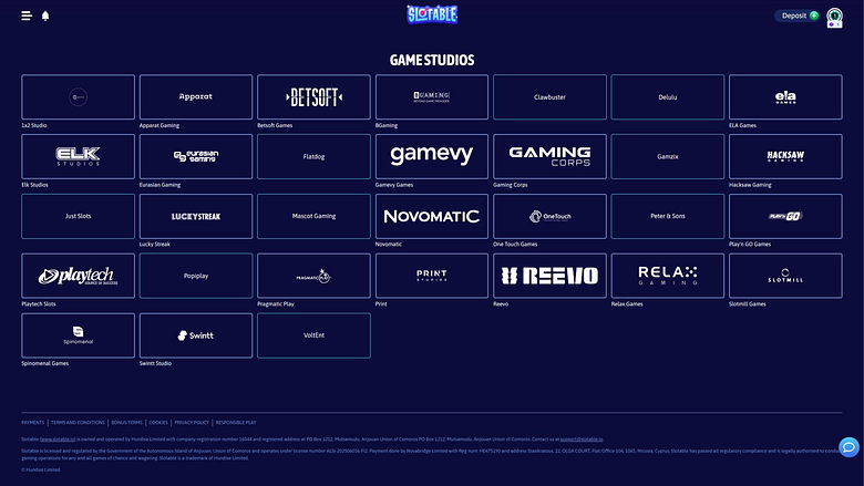 Desenvolvedores de jogos de cassino para desktop da Slotable Casino