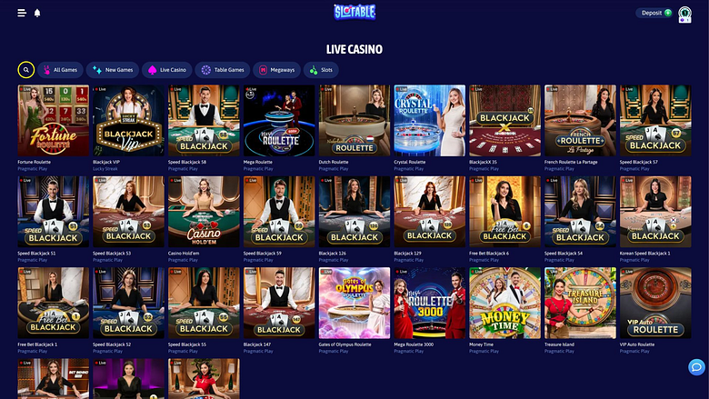 Cassino Slotable para Desktop com Dealer ao Vivo