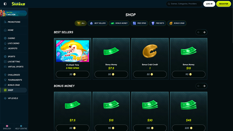 Tienda de escritorio de Slotexo Casino