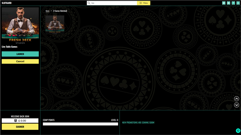 Croupier en direct de bureau de Slotgard Casino