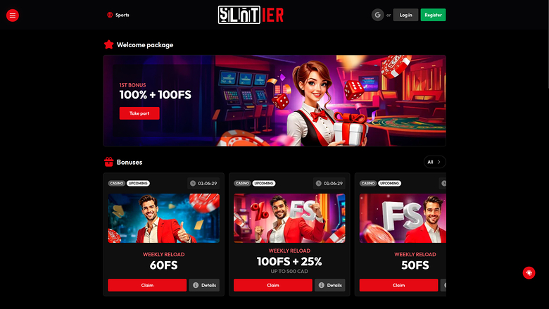 Promociones de escritorio de Slotier Casino
