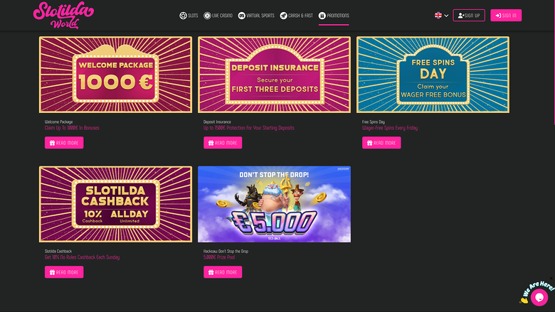 Promotions sur ordinateur de Slotilda World Casino