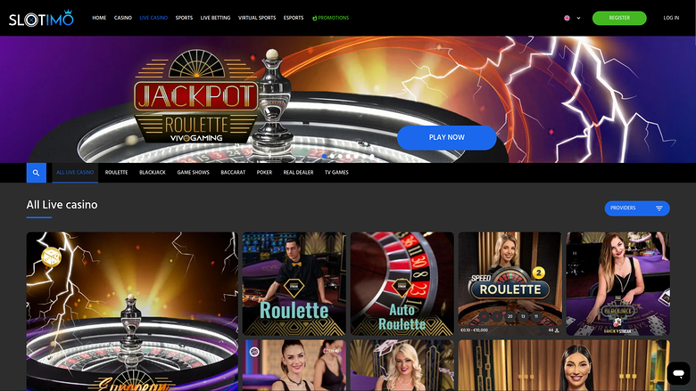 Croupier en direct de bureau de Slotimo Casino