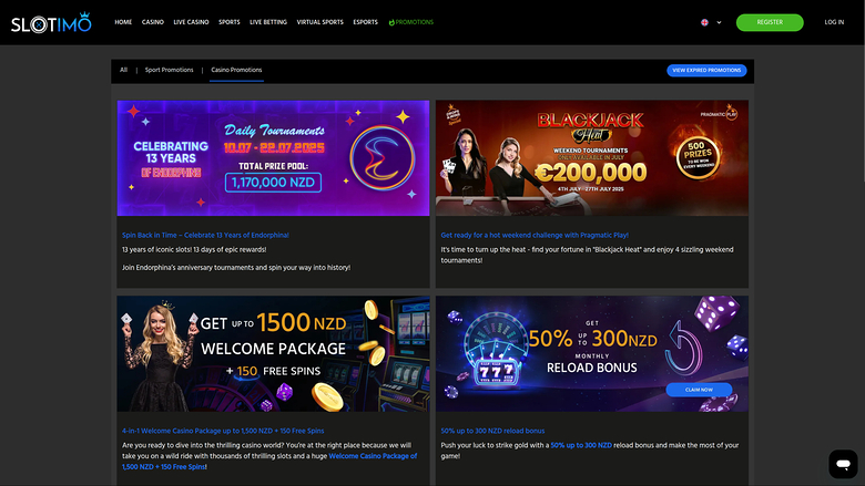 Promotions de bureau de Slotimo Casino