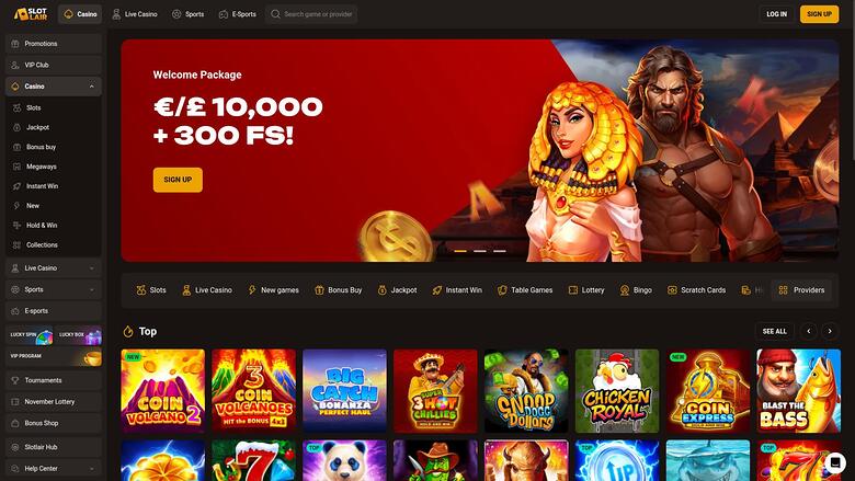 Slotlair Casino Startseite Desktop