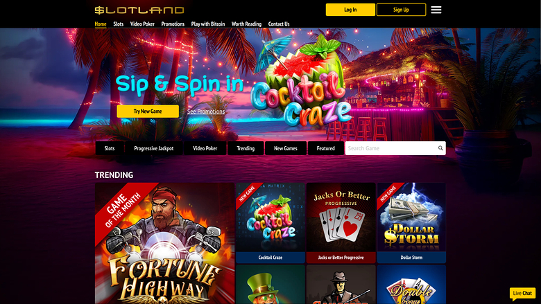 Page d'accueil de bureau de Slotland Casino