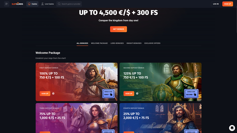 Promotions sur bureau de SlotLords Casino