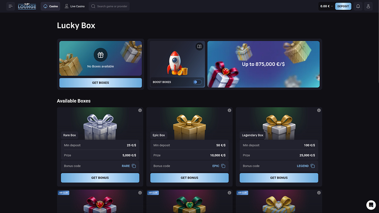 Casino SlotLounge pour ordinateur de bureau Lucky Box