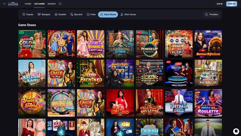 Bildschirmfoto der Live Dealer Seite von SlotLounge Casino