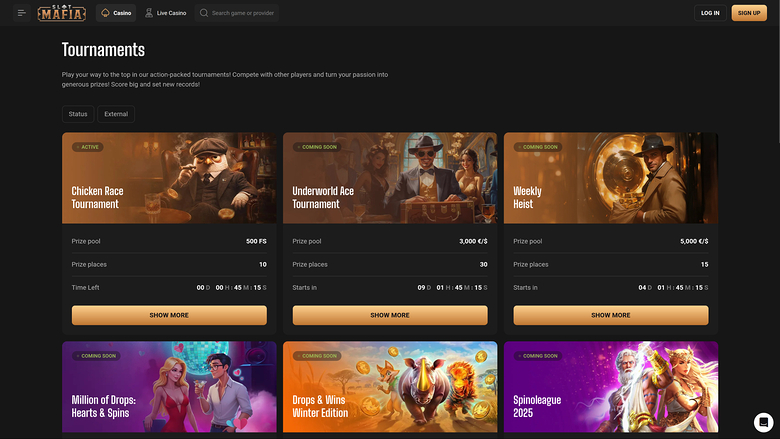 Tournois sur ordinateur du casino SlotMafia