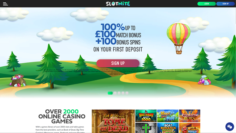 Page d'accueil de bureau de Slotnite Casino