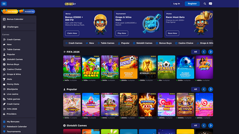 Slotobit Casino Desktop Homepage