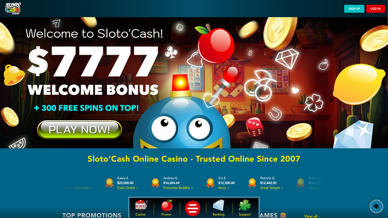 SlotoCash Casino Desktop Homepage