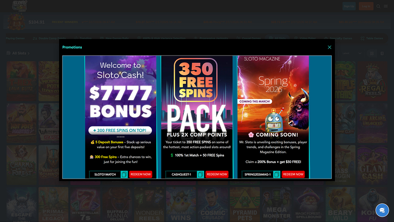 SlotoCash Casino Desktop Promotions