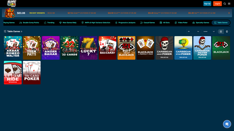 SlotoCash Casino Desktop Table Games