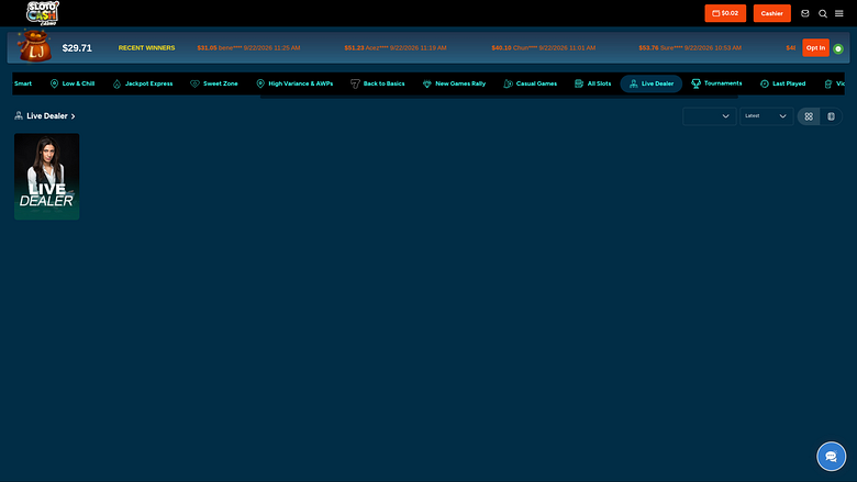 Croupier dal vivo su desktop di SlotoCash