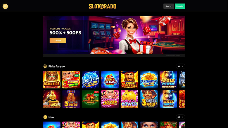 Page d'accueil du casino Slotorado