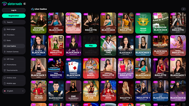 Slotornado Casino Desktop Live-Dealer