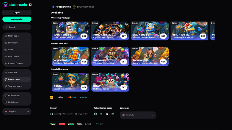 Slotornado Casino Desktop-Aktionen