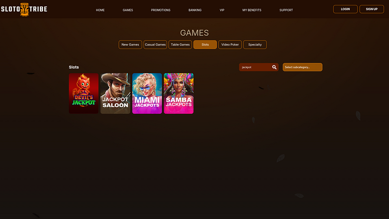 SlotoTribe Casino Desktop Jackpot