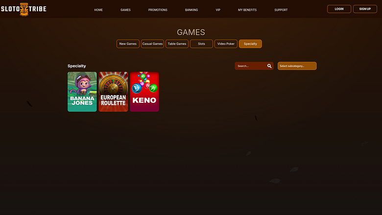 SlotoTribe Casino Desktop Specialty Games
