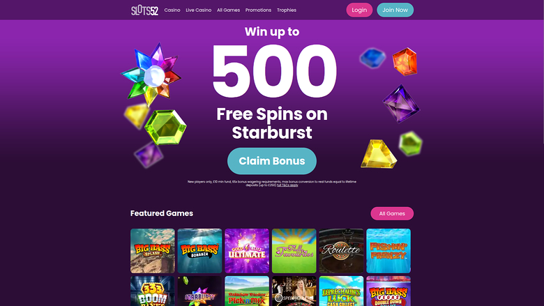 Slots52 Casino Desktop-Startseite