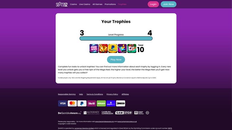 Slots52 Casino Desktop-Trophäen