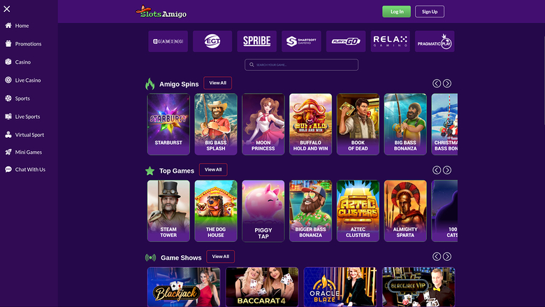 Développeurs de jeux de bureau de SlotsAmigo Casino