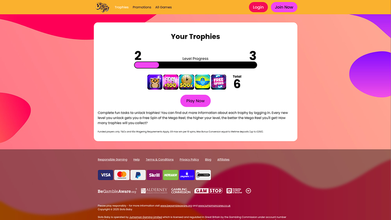 Trophées sur bureau de Slots Baby Casino