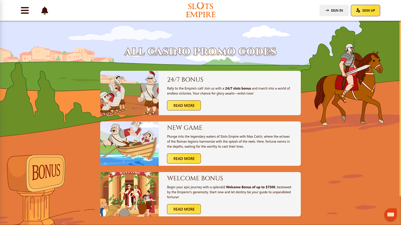 Slots Empire Casino Desktop Promotions