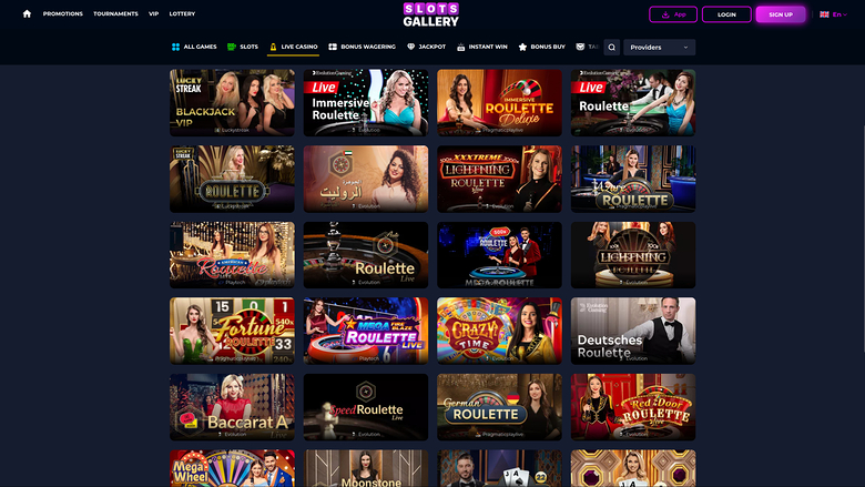 Croupier en direct de la version de bureau de Slots Gallery Casino