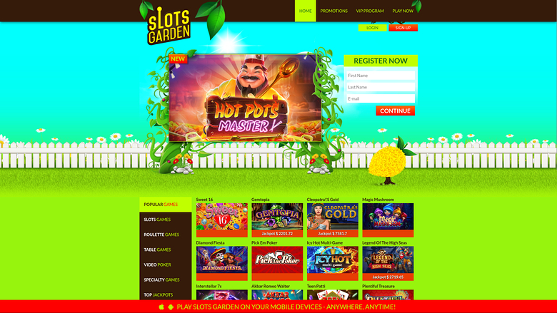 Slots Garden Casino Desktop Homepage
