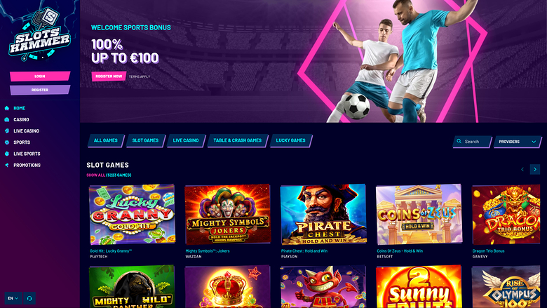 SlotsHammer Casino Desktop Homepage